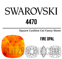 4470 Swarovski Crystal Fire Opal 10mm Cushion Back Square Fancy Rhinestones 1 Piece
