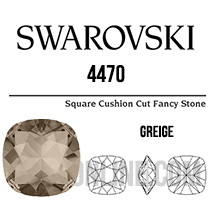 4470 Swarovski Crystal Greige 12mm Cushion Back Square Fancy Rhinestones 6 Pieces
