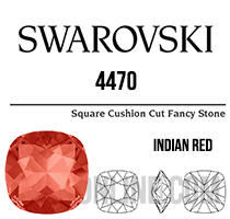 4470 Swarovski Crystal Indian Red 10mm Cushion Back Square Fancy Rhinestones 1 Piece