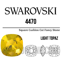 4470 Swarovski Crystal Light Topaz Yellow 10mm Cushion Back Square Fancy Rhinestones 1 Piece