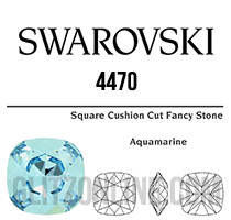 4470 Swarovski Crystal Aquamarine 10mm Cushion Back Square Fancy Rhinestones 6 Pieces
