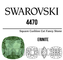4470 Swarovski Crystal Erinite Green 10mm Cushion Back Square Fancy Rhinestones 1 Piece