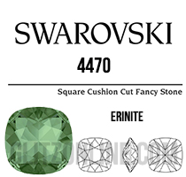 4470 Swarovski Crystal Erinite Green 12mm Cushion Back Square Fancy Rhinestones 6 Pieces