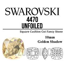 4470 Swarovski Crystal Golden Shadow 10mm Cushion Back Square UNFOILED Fancy Rhinestones 1 Dozen