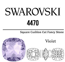 4470 Swarovski Crystal Violet 10mm Cushion Back Square Fancy Rhinestones 1 Piece