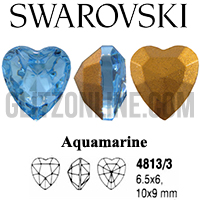 4813/3 Swarovski Crystal Aquamarine 10x9mm Heart Shaped Fancy Rhinestones 1 Dozen