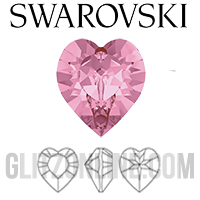 4800 Swarovski Crystal 8x8.8mm Light Rose Heart Shaped Fancy Stones 6 Pieces