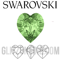 4800 Swarovski Crystal 8x8.8mm Peridot Heart Shaped Fancy Stone 6 Pieces