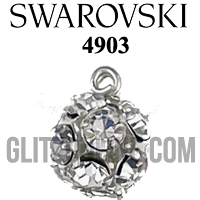 4903 Swarovski Crystal & Silver 8mm Rondelle Ball with Shank