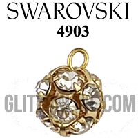4903 Swarovski Crystal & Gold 8mm Rondelle Ball with Shank
