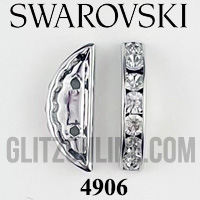 4906 Swarovski Crystal & Silver 13x6mm Half Circle Rhinestone Spacer Factory Pack 144 pc