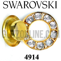 4914 Swarovski Crystal & Gold 13mm Rhinestone Eyelets 2 Pieces