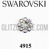 4915 Swarovski Crystal AB & Silver 10mm Rhinestone Eyelets 2 Pieces