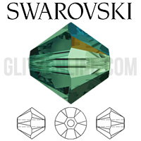 5328 Swarovski Crystal Emerald AB Bicone 4mm Beads 1 Dozen