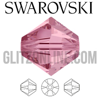 5301 Swarovski Crystal Light Rose Bicone 10mm Beads 1 Dozen
