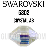 5302 Swarovski Crystal AB 5.3x4mm Barrel Bicone Spacer Beads 6 Pieces
