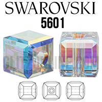 5601 Swarovski Crystal AB 4mm Cube Beads 6 Pieces