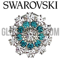 7340 Swarovski Crystal Blue Zircon Rhinestone Button