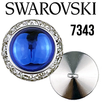 7343 Swarovski Crystal Sapphire 1 Inch Cabochon & Rhinestone Button