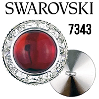 7343 Swarovski Crystal Siam Red 1 Inch Cabochon & Rhinestone Button