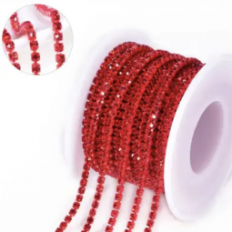 6ss Siam Red Rhinestone Cup Chain 1 Yard