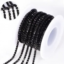 6ss Jet Black Rhinestone Cup Chain 1 Yard