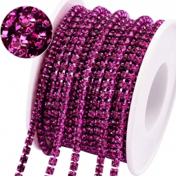 6ss Fuchsia Dark Pink Rhinestone Cup Chain 1 Yard