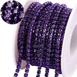 6ss Purple Rhinestone Cup Chain 1 Yard