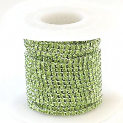 12ss Crystal Light Green Rhinestone Silver Cup Chain 1 Yard