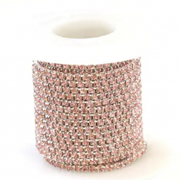 12ss Crystal Light Rose Pink Rhinestone Silver Cup Chain 1 Yard
