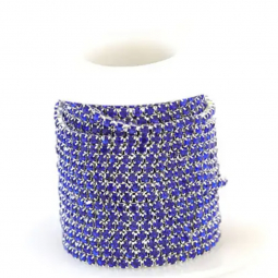 12ss Crystal Sapphire Blue Rhinestone Silver Cup Chain 1 Yard