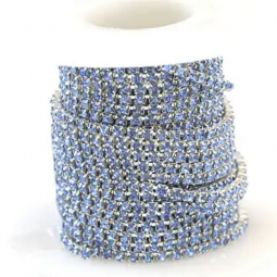12ss Crystal Light Sapphire Blue Rhinestone Silver Cup Chain 1 Yard
