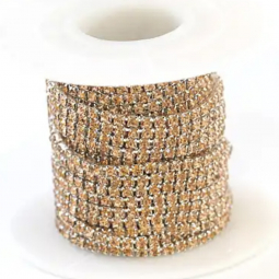 12ss Crystal Light Colorado Topaz Rhinestone Silver Cup Chain 1 Yard