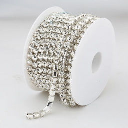 6ss Crystal Rhinestone Silver Cup Chain 1 Yard