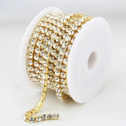 18ss Crystal Rhinestone Gold Cup Chain 1 Yard