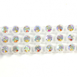 Preciosa 3-Row Crystal AB Rhinestones White Plastic Banding 12ss