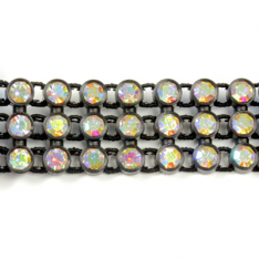 Preciosa 3_Row Crystal AB Rhinestones Black Plastic Banding 13ss