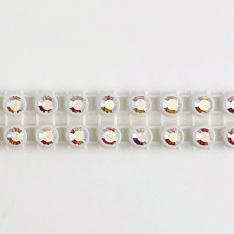 Preciosa 2-row Crystal AB Rhinestones White Plastic Banding 13ss