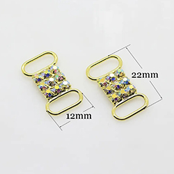 3 Row Gold/Crystal AB Rhinestone Bikini Connector