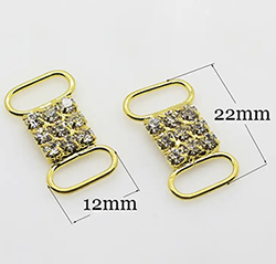 3 Row Gold/Crystal Rhinestone Bikini Connector