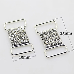 4 Row Silver/Crystal Rhinestone Bikini Connector