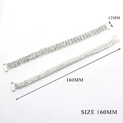 160mm Silver/Crystal Rhinestone Bikini Connector w/reinforced backing