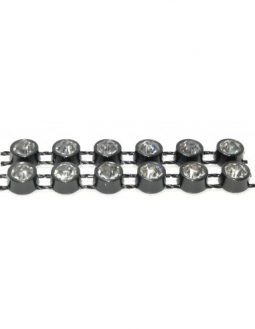 Preciosa 2-Row Crystal Rhinestones Black Plastic Banding 13ss