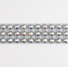 Preciosa 3_Row Crystal AB Rhinestones Alabaster (clear) Plastic Banding 13ss