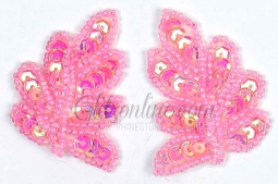 4044 Hologram Sequin Applique Leaves Pair