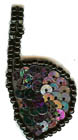 4100 Sequin Beaded Applique Black Hologram Music Note Flat