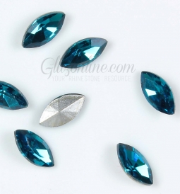 413 Glitzstone Blue Zircon Pointed Back Navette Rhinestones