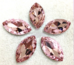 413 Glitzstone Light Rose Pink Pointed Back Navette Rhinestones