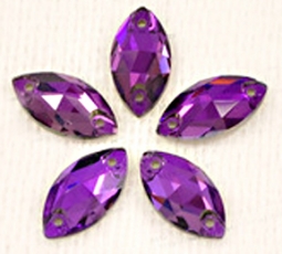 413 Glitzstone Amethyst Pointed Back Navette Rhinestones