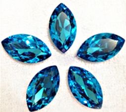 413 Glitzstone Aqua Pointed Back Navette Rhinestones